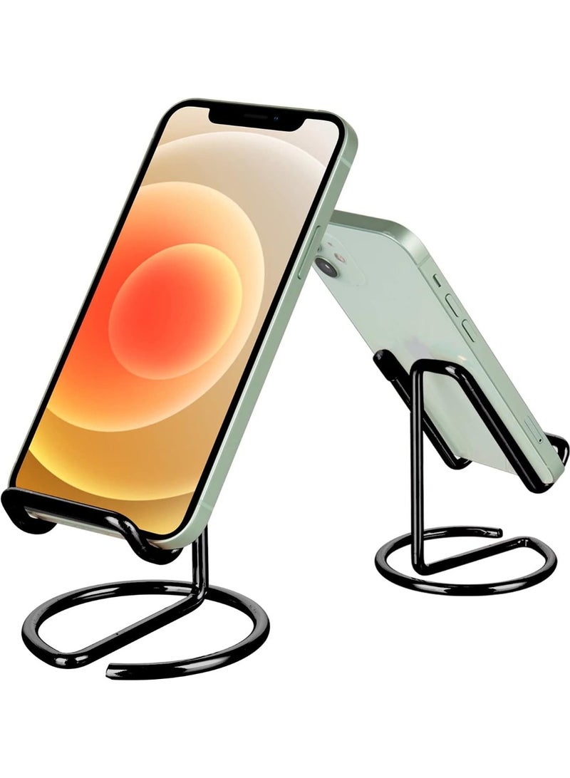 Cell Phone Stand for Desk,Cute Metal Black Cell Phone Stand Holder Desk Accessories,Compatible with All Mobile Phones,iPhone,Switch,iPad - Image 1